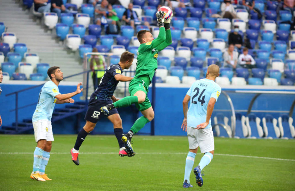 Goal keeper of Russian Premier League saving a goal