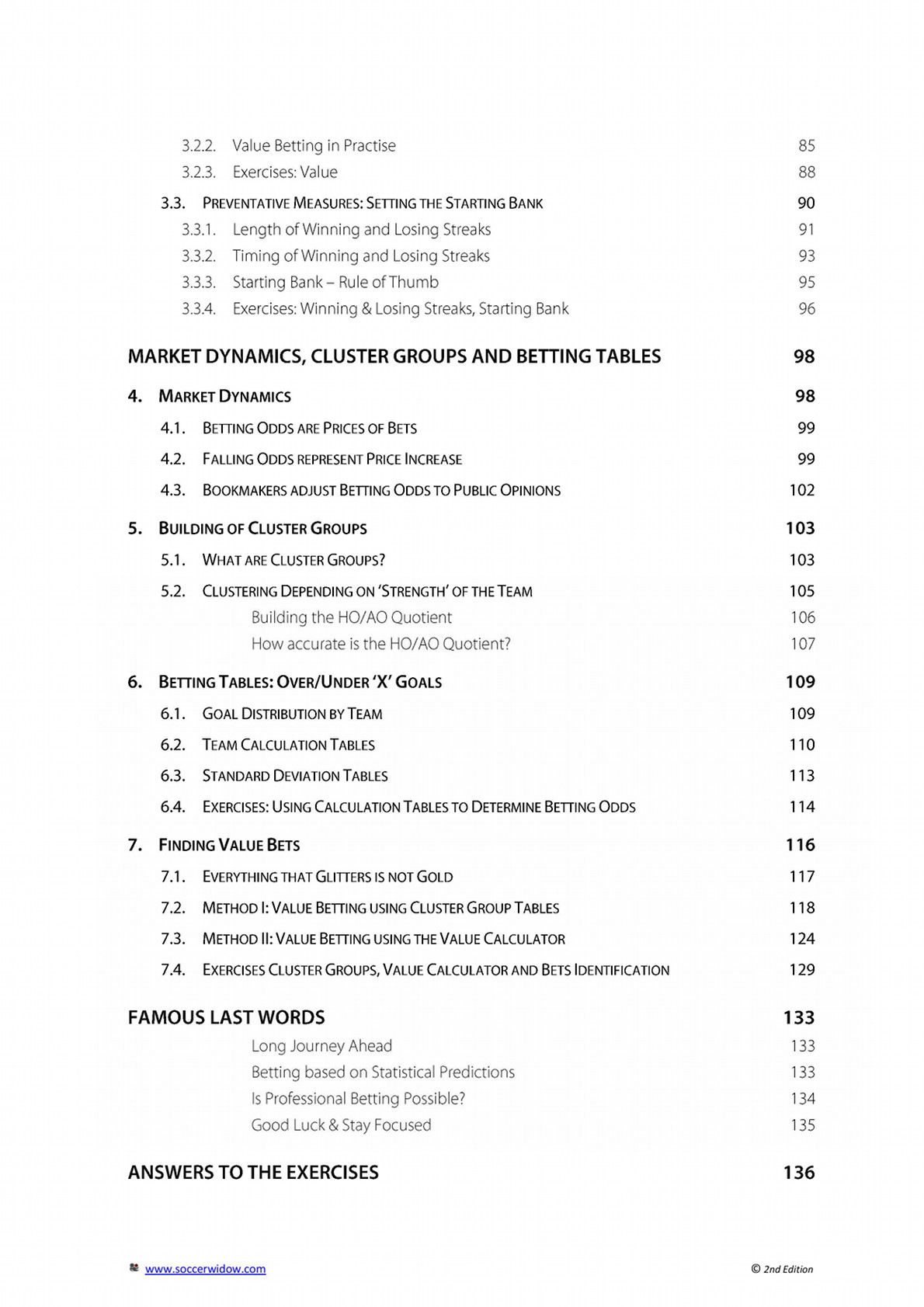 Excerpt from the course book: Betting Course Over Under - 4 - Table of Contents 003