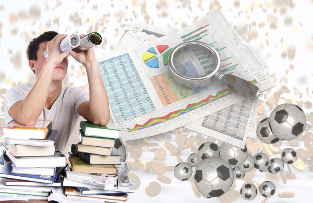A person with a stack of books, background featuring a rain of coins, representing revenue sharing. The image also includes graphs and charts that demonstrate the educational aspect of the content. The overall visual conveys the idea of earning money in the betting industry by educating gamblers, rather than focusing on gambling itself.
